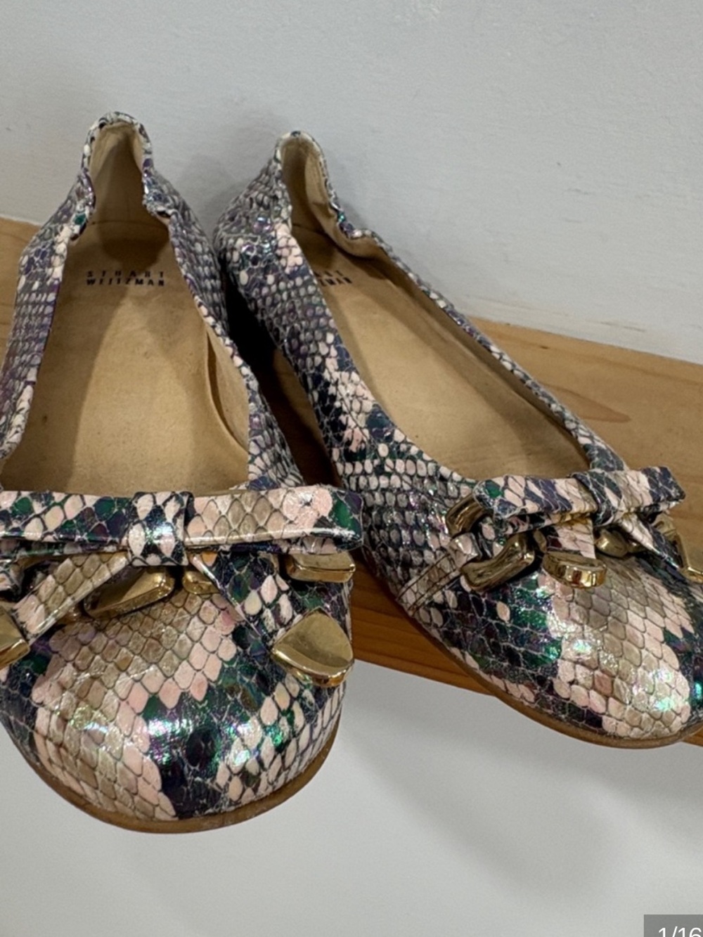 Stuart Weitzman Lynx Snakeskin Ballet Flats, Size 8